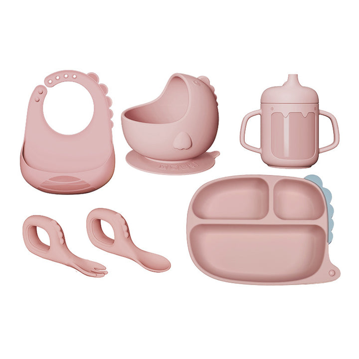 Caroagi Dino-Shaped Baby Feeding Set pink