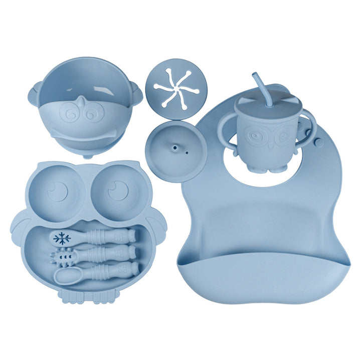 Caroagi Owl-Shaped Baby Feeding Set blue