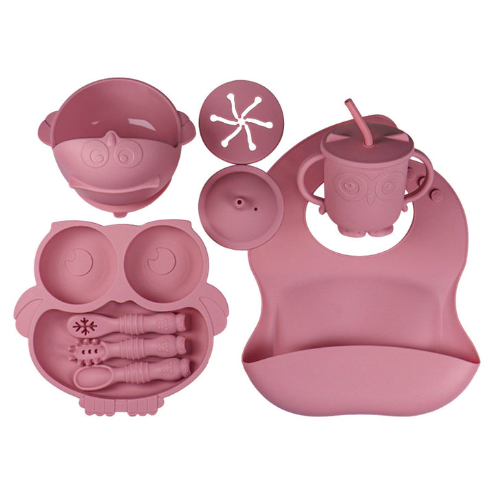 Caroagi Owl-Shaped Baby Feeding Set hot pink