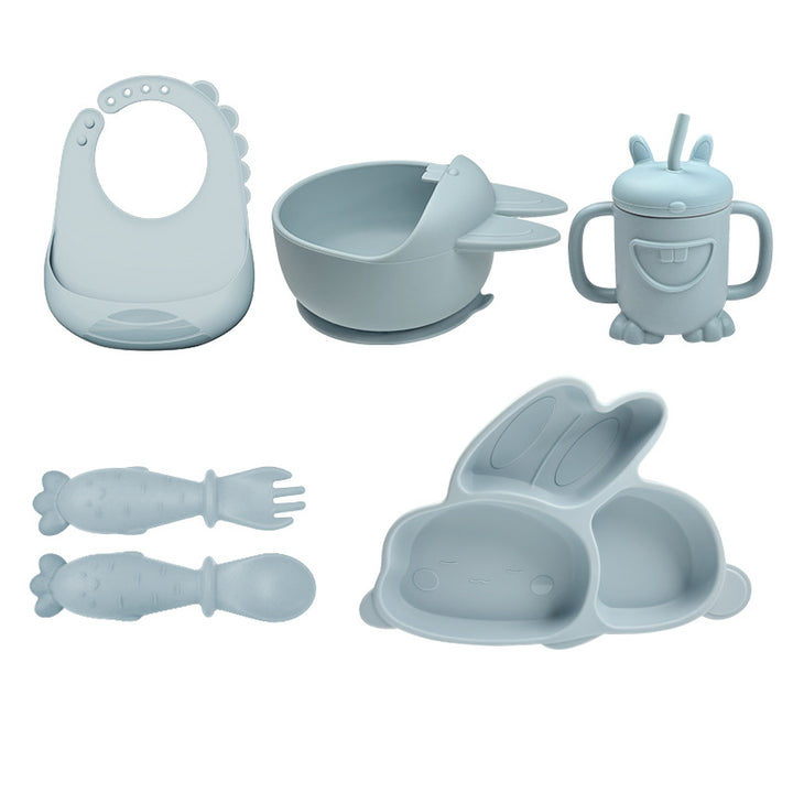 Caroagi Rabbit-Shaped Baby Feeding Set blue