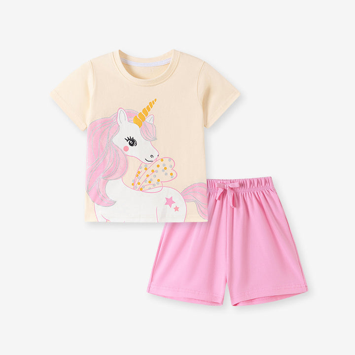Caroagi Girls Unicorn T-Shirt and Shorts Set