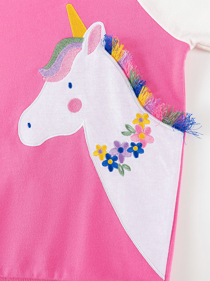 Caroagi Girls Unicorn Floral Sweatshirt & Leggings Set