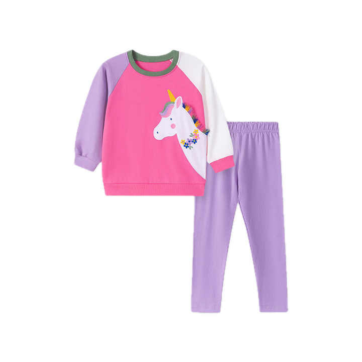 Caroagi Girls Unicorn Floral Sweatshirt & Leggings Set