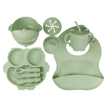 Caroagi Owl-Shaped Baby Feeding Set Green