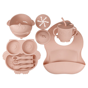 Caroagi Owl-Shaped Baby Feeding Set yellow 
