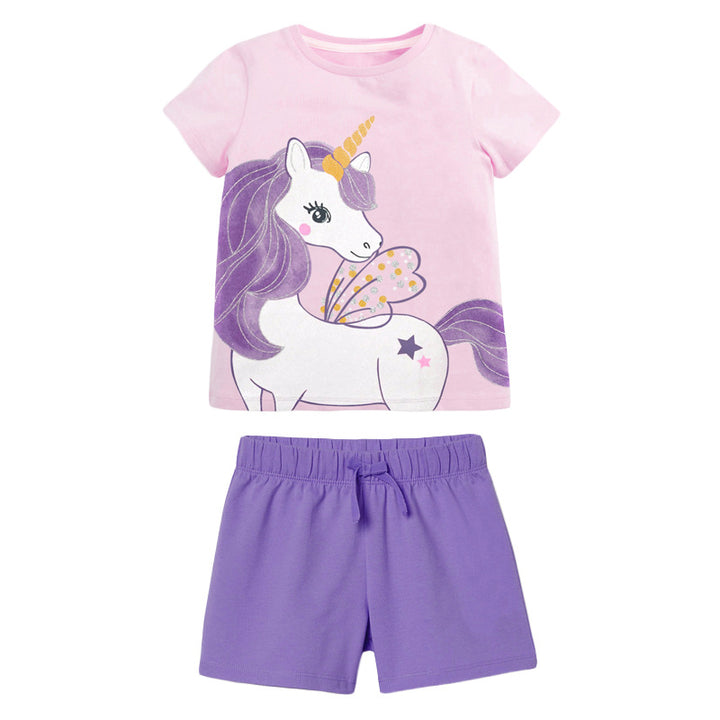 Caroagi Girls Unicorn T-Shirt and Shorts Set