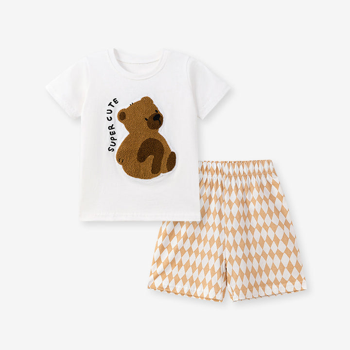 Caroagi Kids Cotton Teddy Embroidered T-Shirt