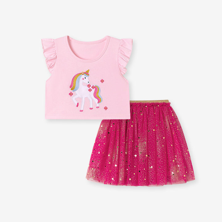 Caroagi Girls Unicorn Tutu Set Pink