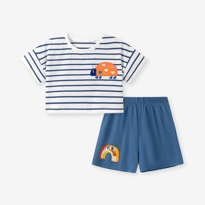 Caroagi Girls Ladybug Rainbow Set Striped